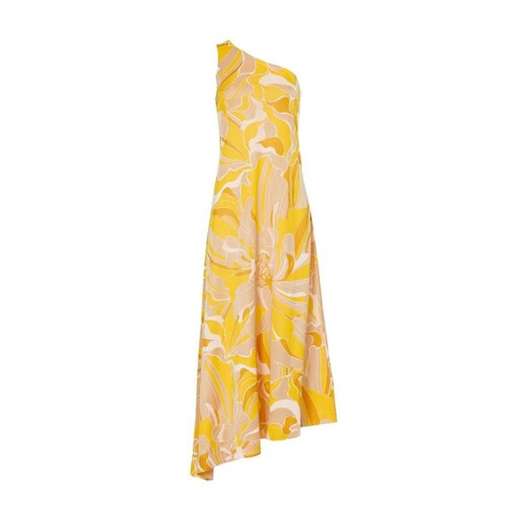 ALEXIS LEF ASYMMETRICAL ONE SHOULDER MIDI DRESS - Picture 1 of 12